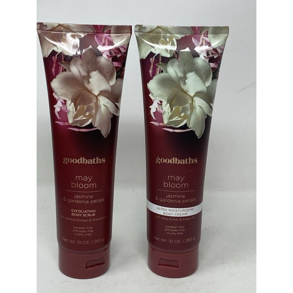 Goodbaths May Bloom Jasmine & Gardenia Petals Exfoliating Body Scrub & Cream New